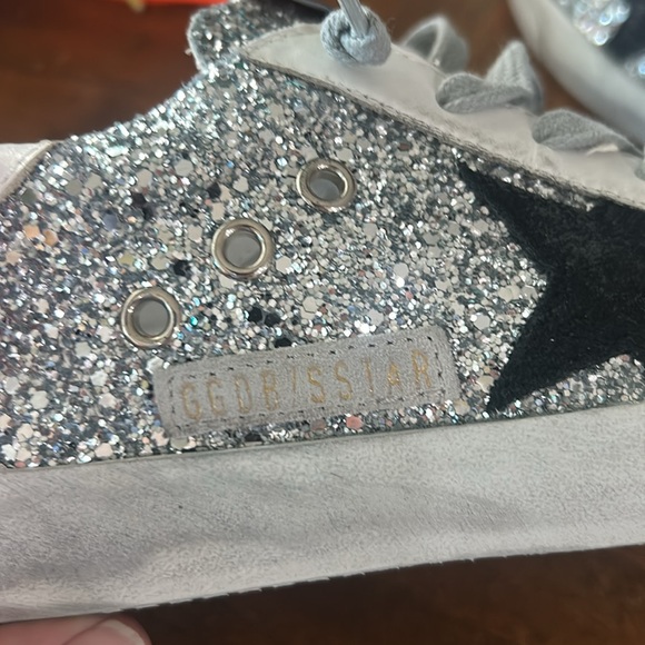 Golden Goose Silver Glitter Sneakers with Black Star - Picture 13 of 16